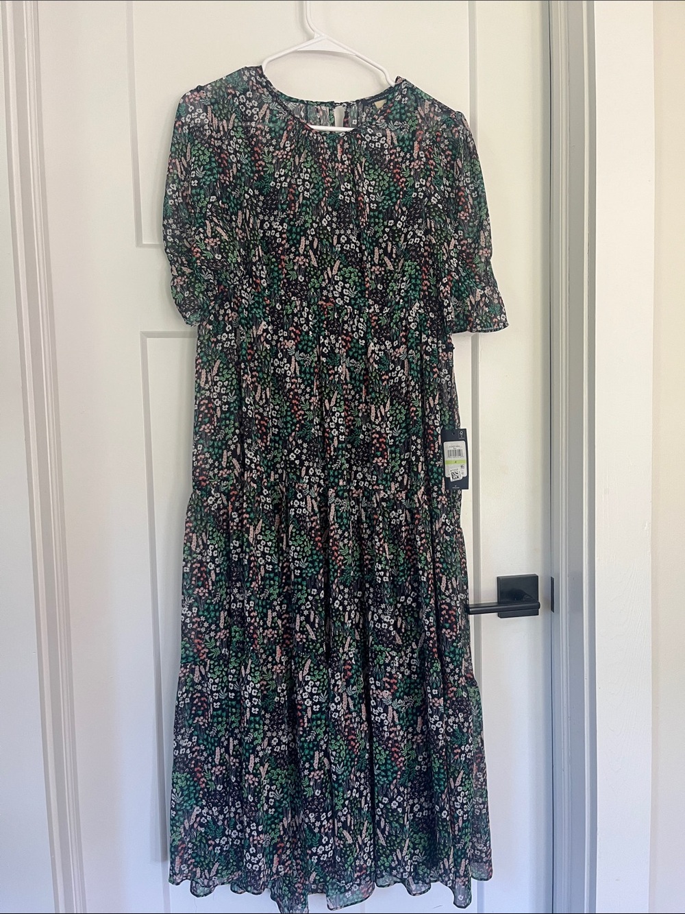 Tommy Hilfiger Black Floral Tiered Midi Dress